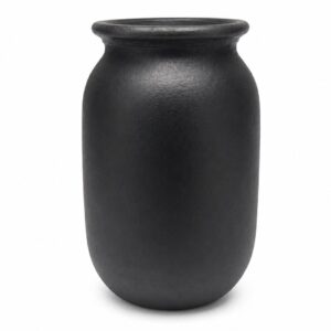 Black clay vase lipped