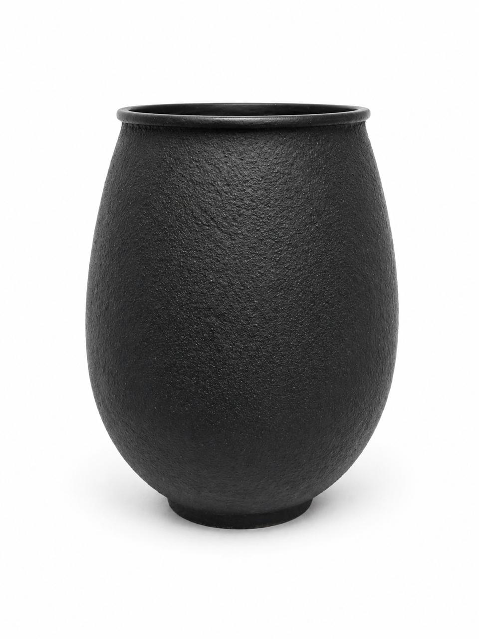 Black clay vase tall
