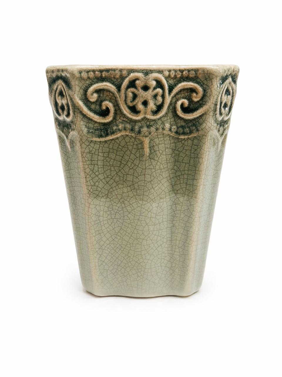 Duck egg embossed vase tall