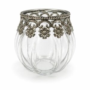 Glass and silver pleated vase