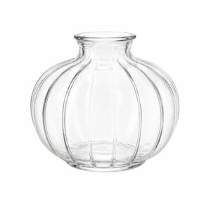 Glass ribbed vase