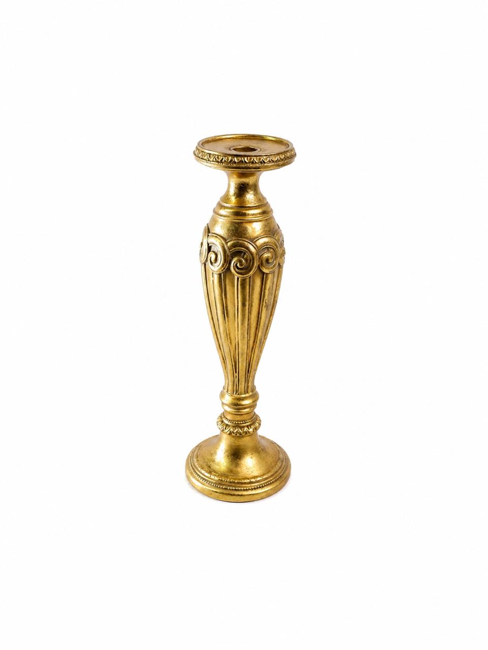 Gold pillar candle holder