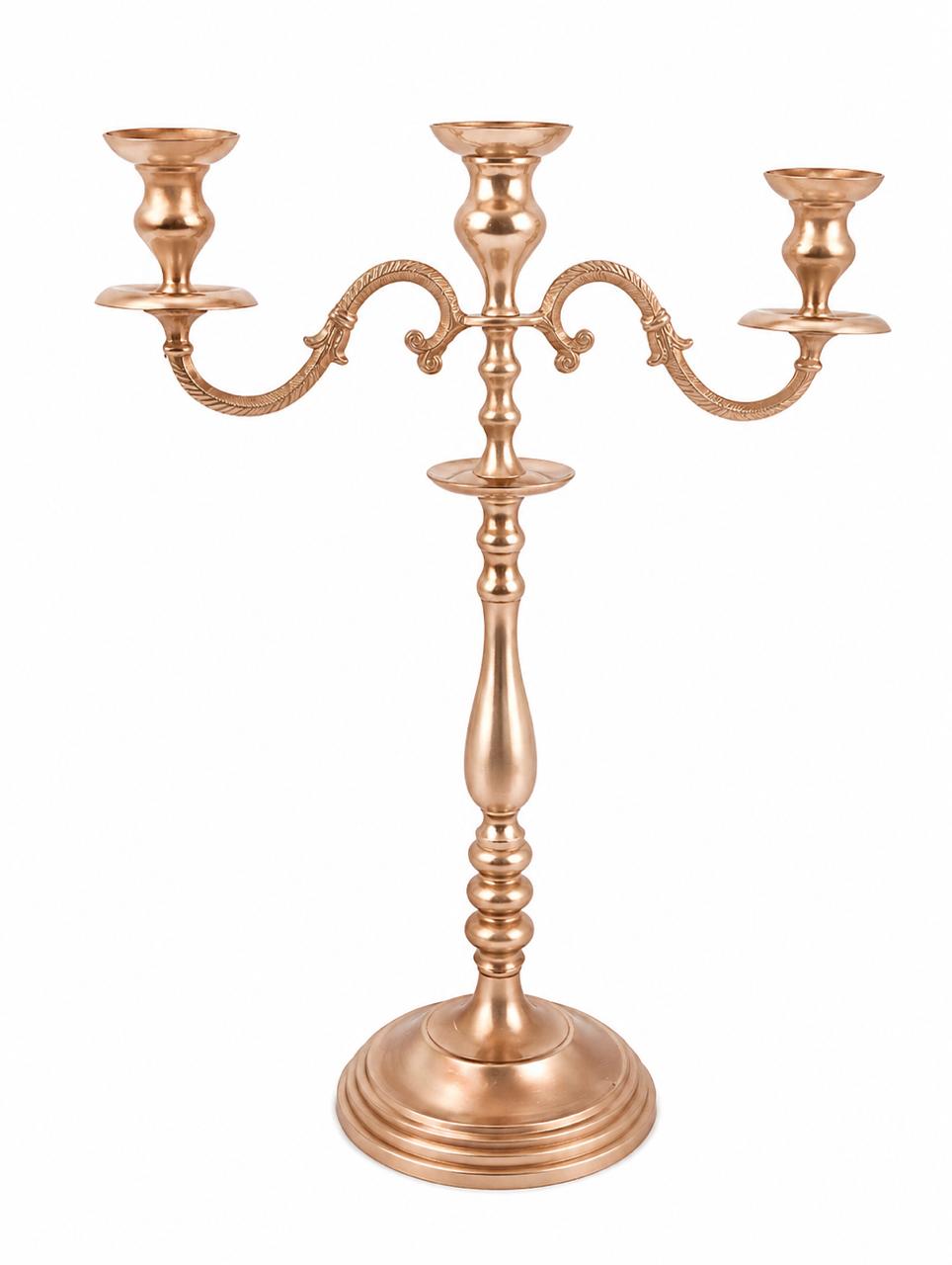 Rose gold candelabra 3 arm
