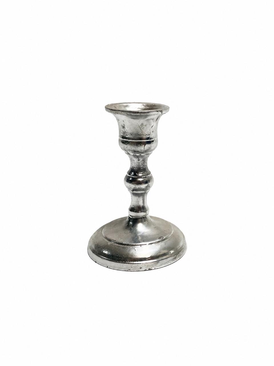 Silver candle holder round short