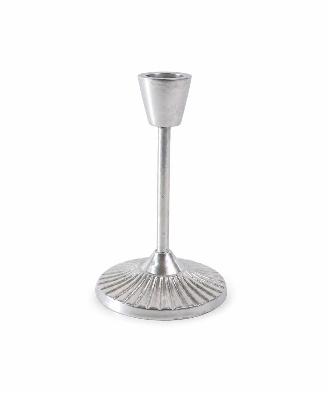 Silver pleated candle holder