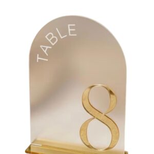 Frosted arched gold table number