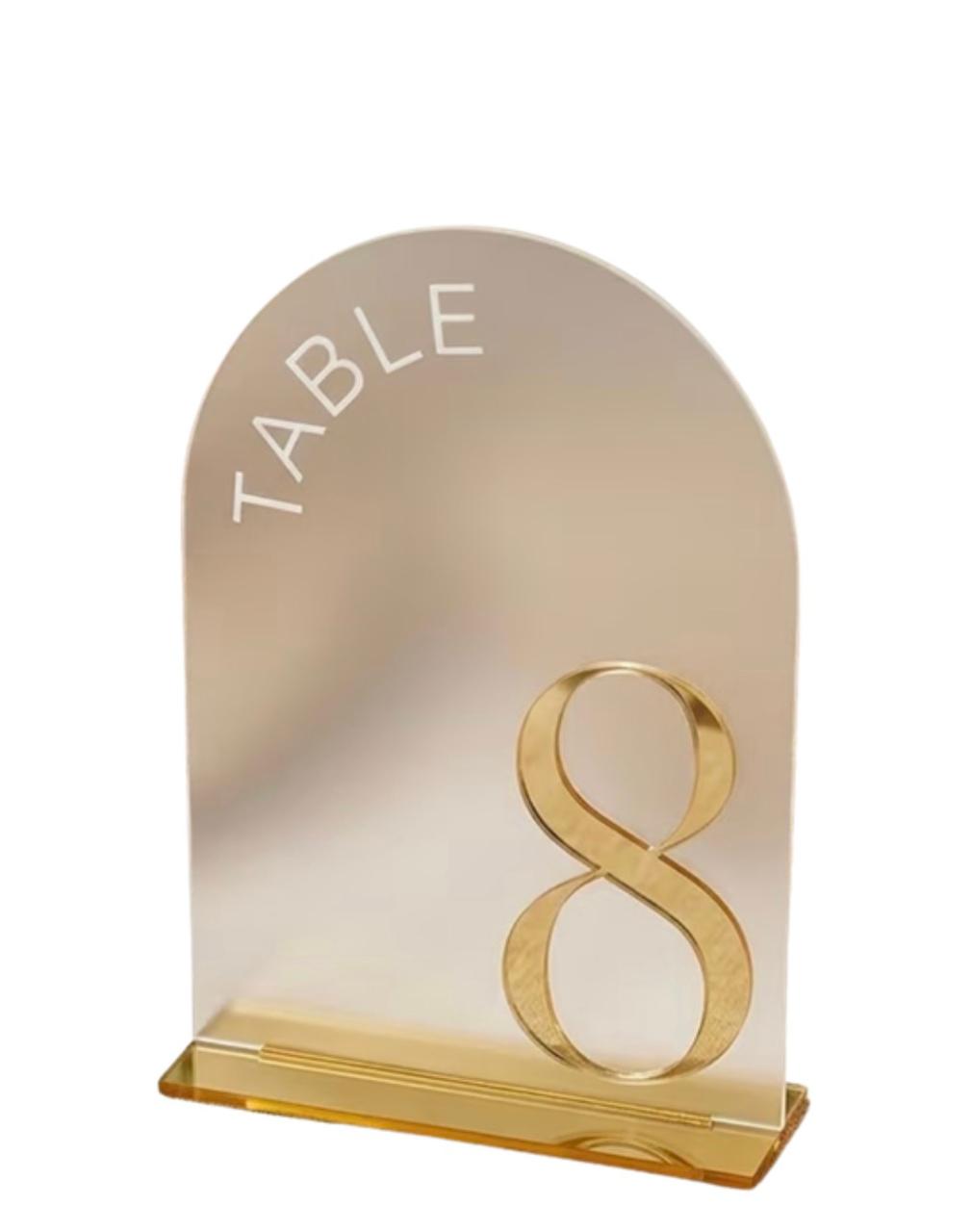 Frosted arched gold table number