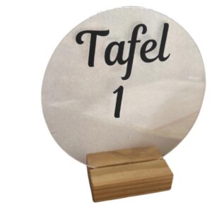 Clear round black font Afrikaans table number