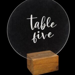 Clear round white font table number