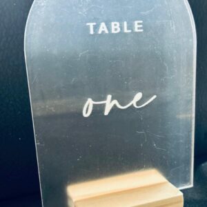 Frosted arched white font table number