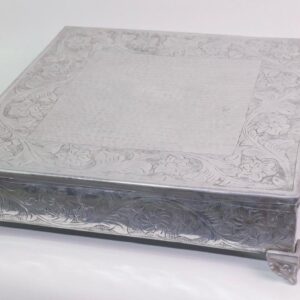 Silver embossed cake stand square