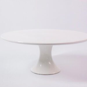 White plain round ceramic cake stand