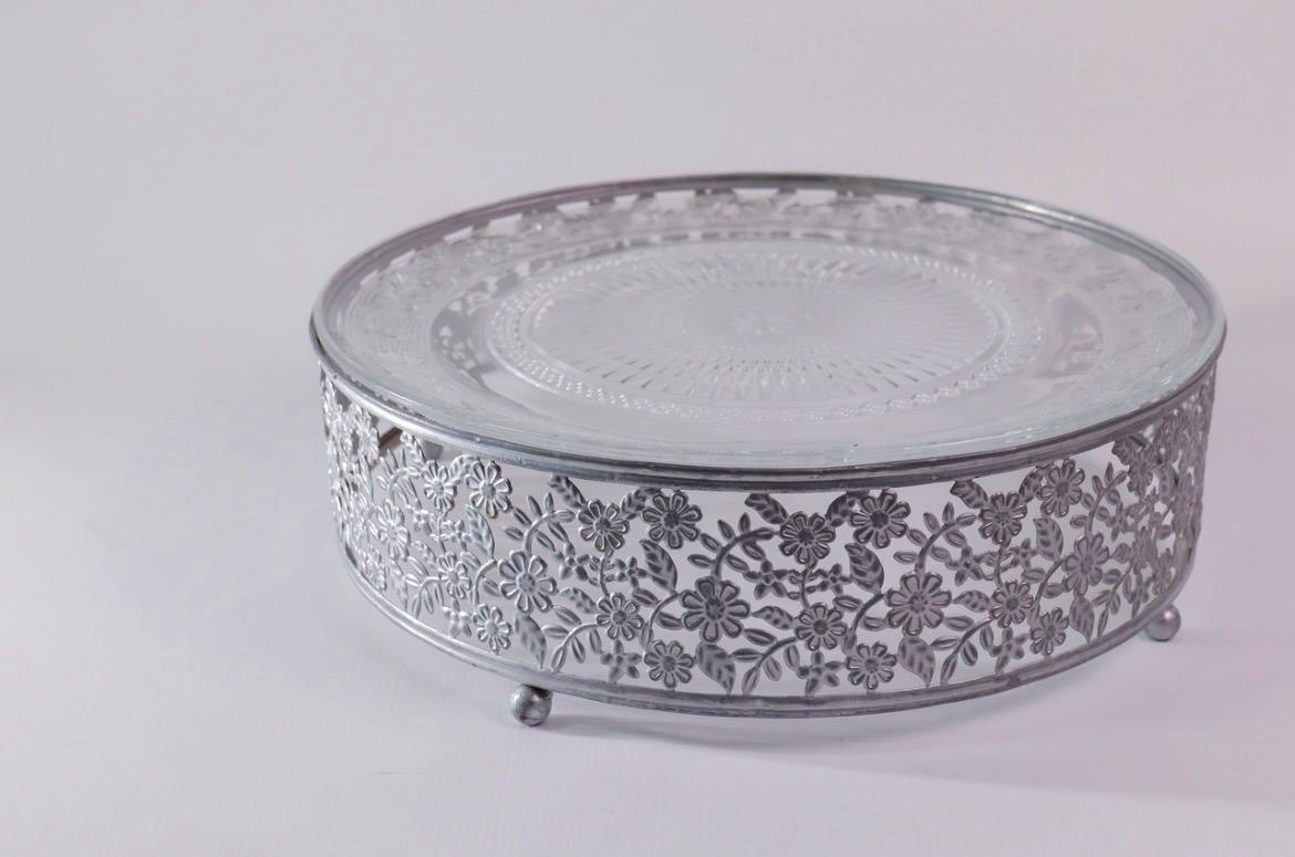 Silver lace cake stand