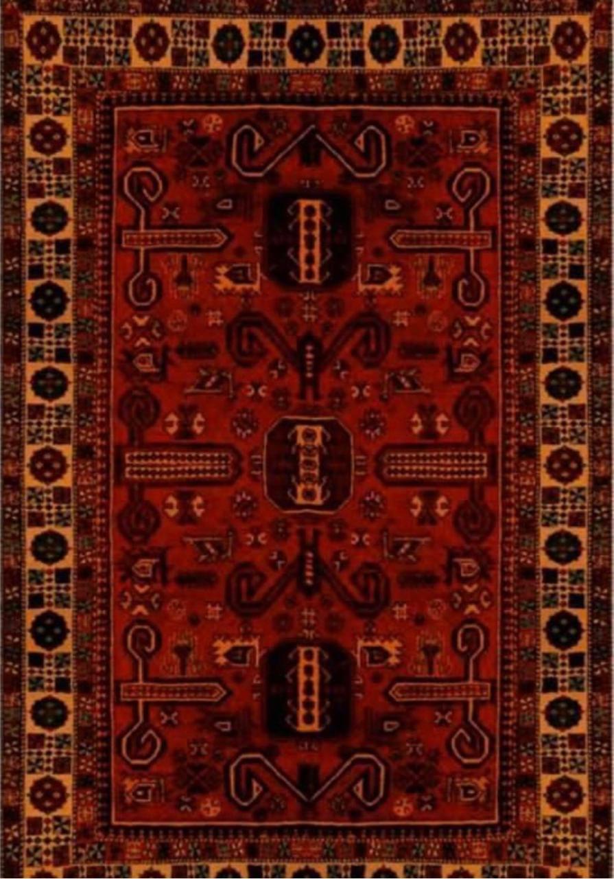 Red and orange medallion carpet