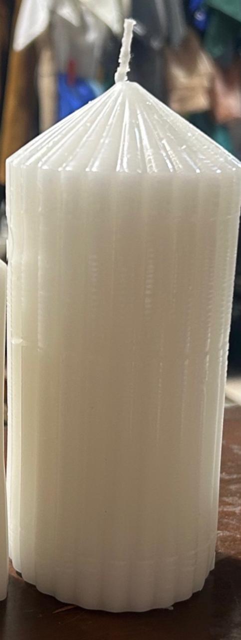 Ribbed pillar candle hire 15cm x 6.5cm