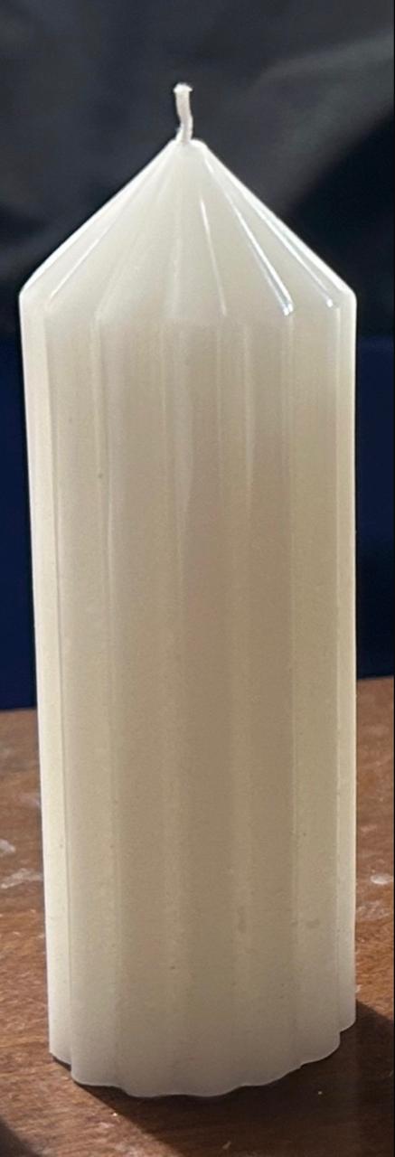 Ribbed pillar candle hire 12cm x 3.5cm