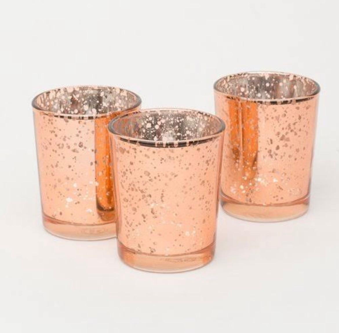 Speckled rose gold tealight holder