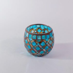 Turquoise mosaic tealight holder