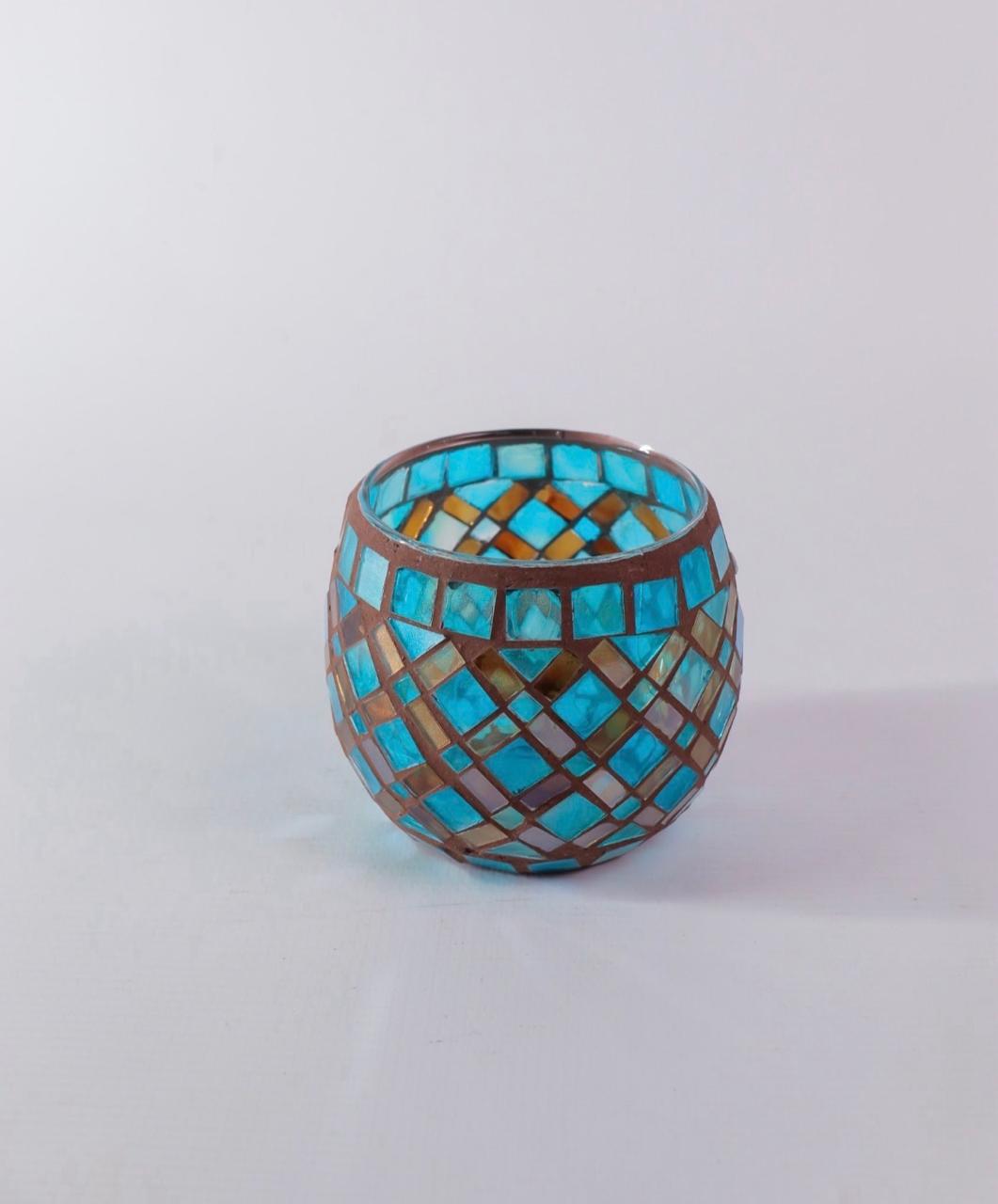 Turquoise mosaic tealight holder