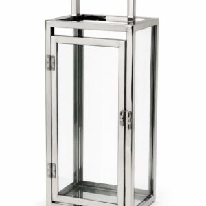Silver lantern with wooden handle