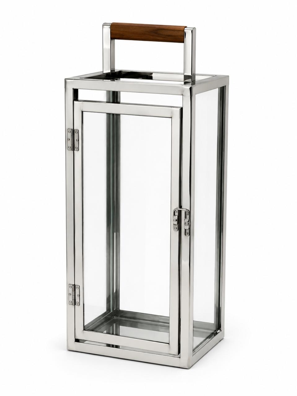 Silver lantern with wooden handle