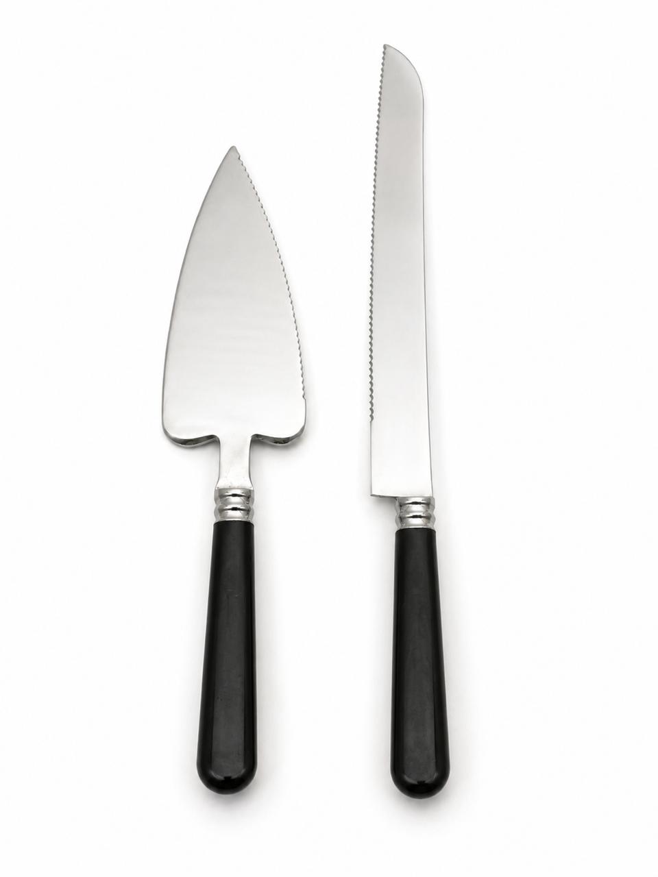 Black cake knife and lifter set