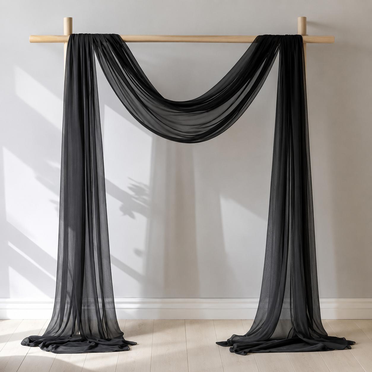 Black mesh draping