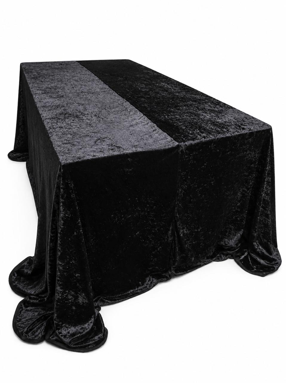 Black velour tablecloth