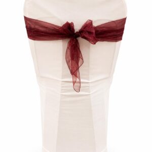 Burgundy organza chair tie
