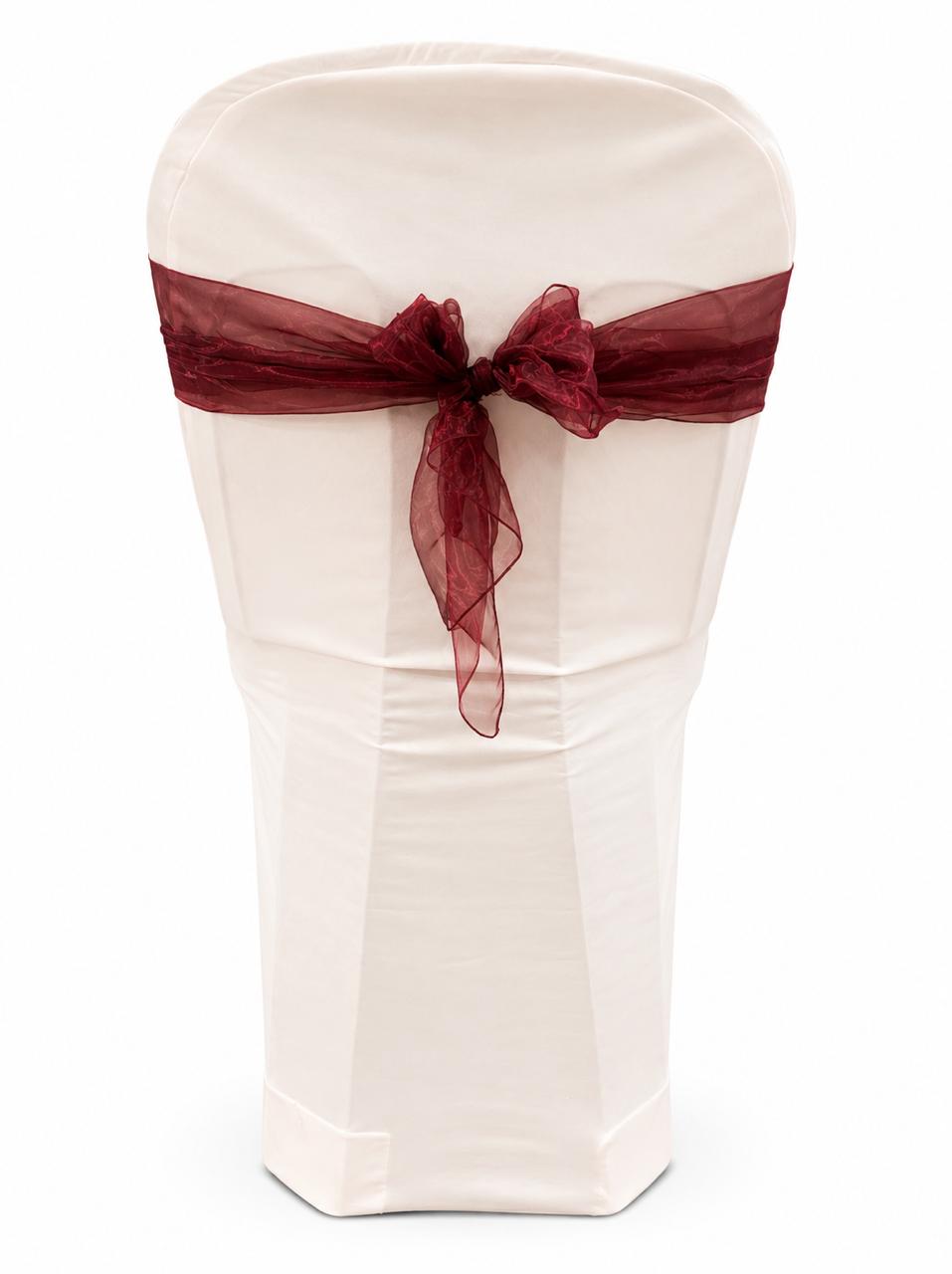 Burgundy organza chair tie