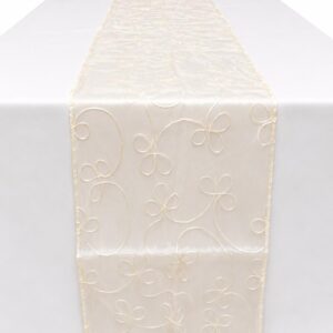 Crème embossed organza runner