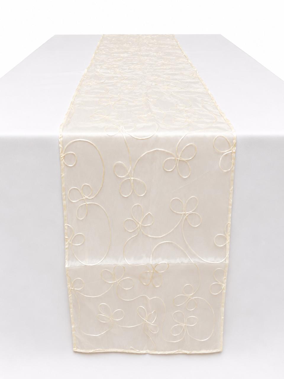 Crème embossed organza runner