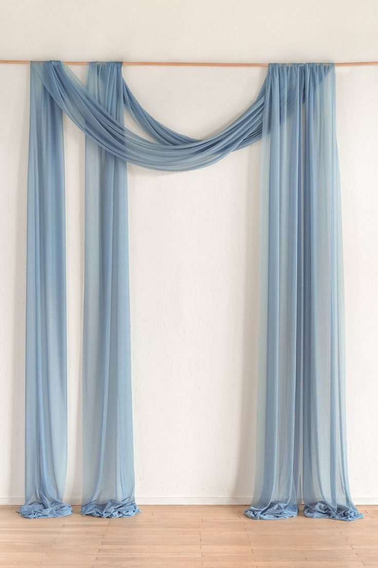 Dusty blue mesh draping