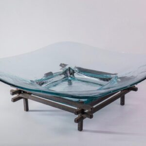 Glass square salad bowl