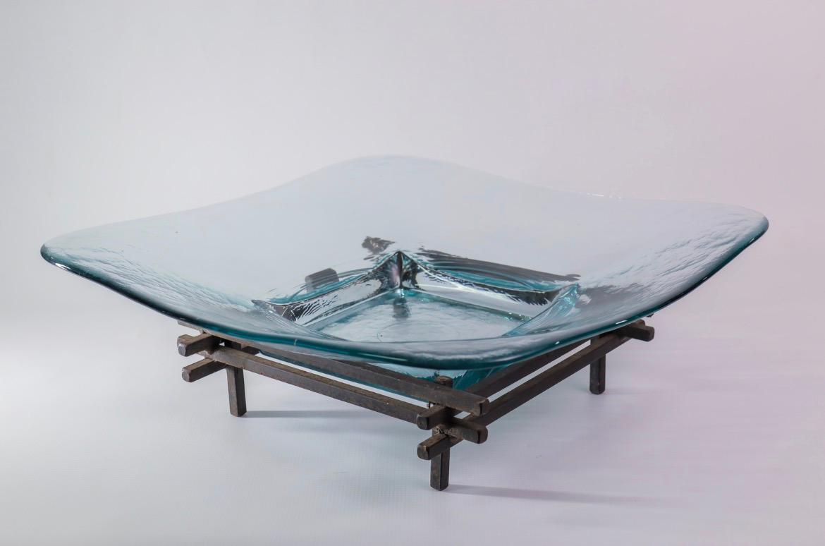 Glass square salad bowl