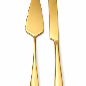 Gold cake knife and lifter set