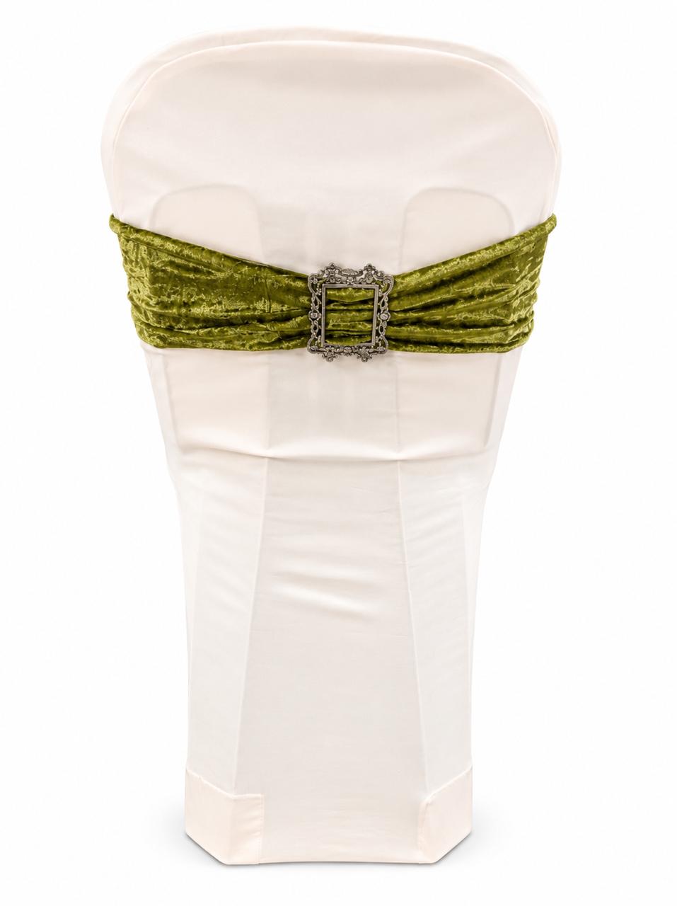 Lime velvet buckle chair tie