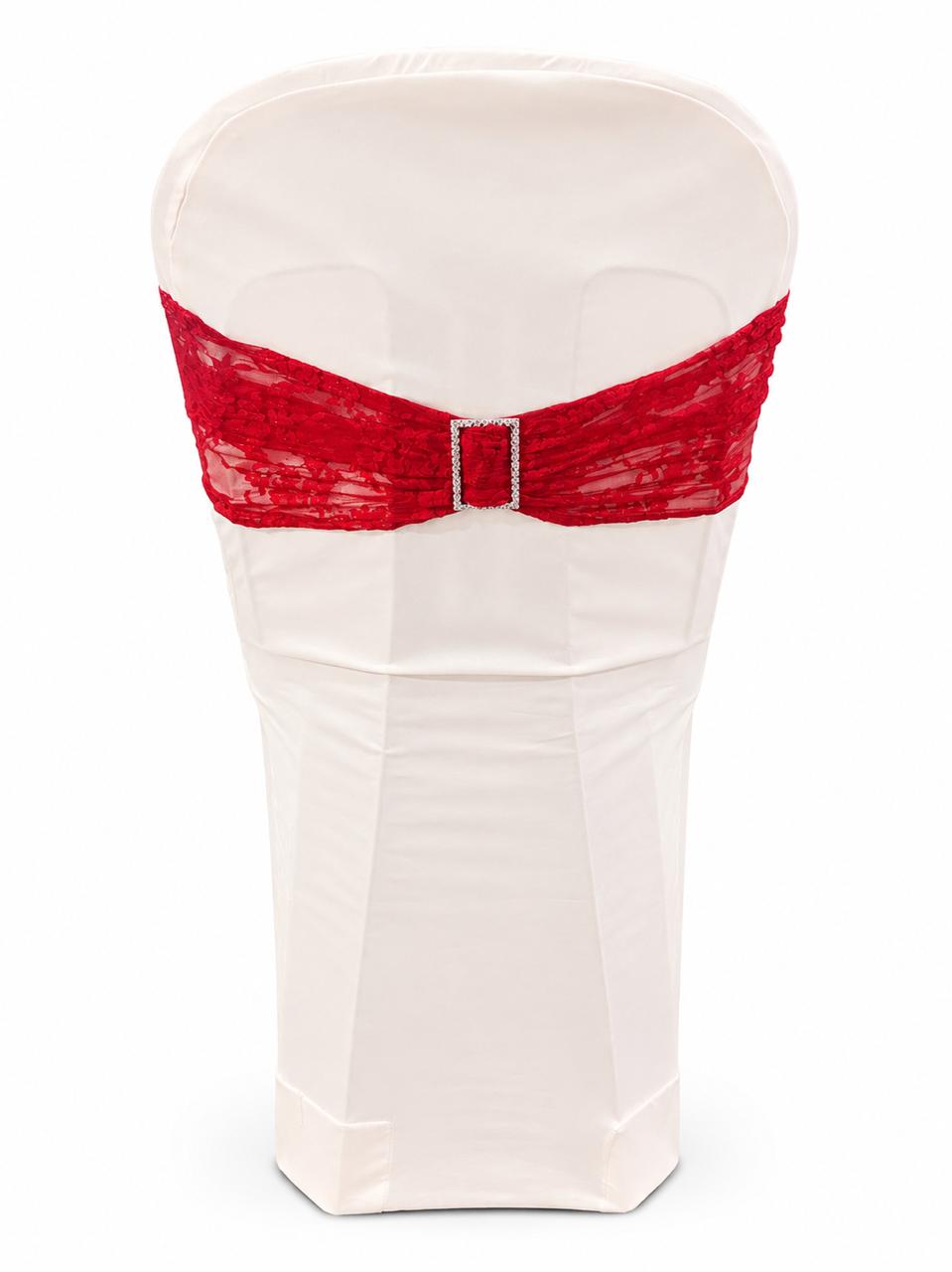 Red lace buckle chair tie