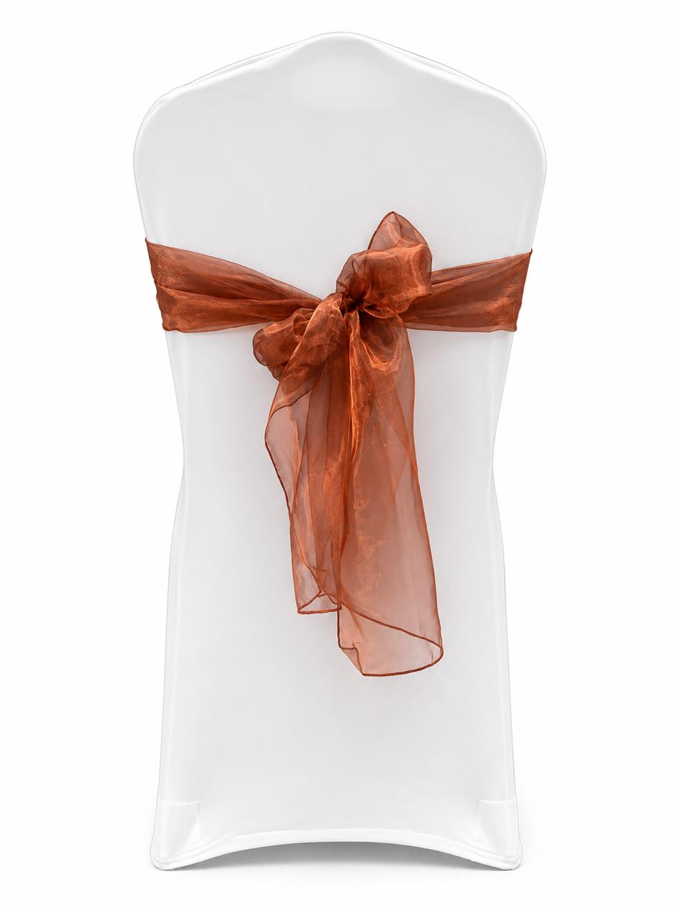 Rust organza chair tie