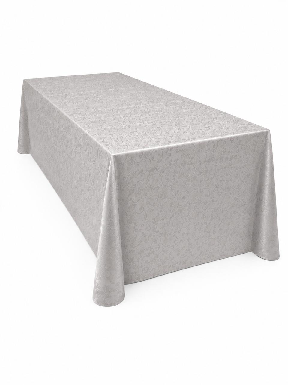 Silver embossed tablecloth Full Length