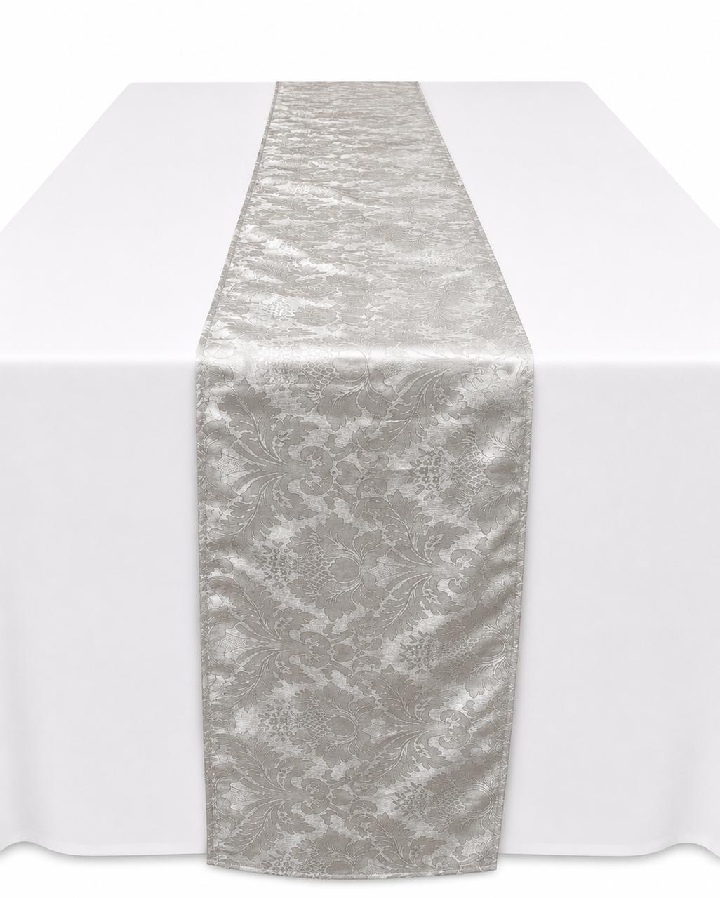 Silver damask runner