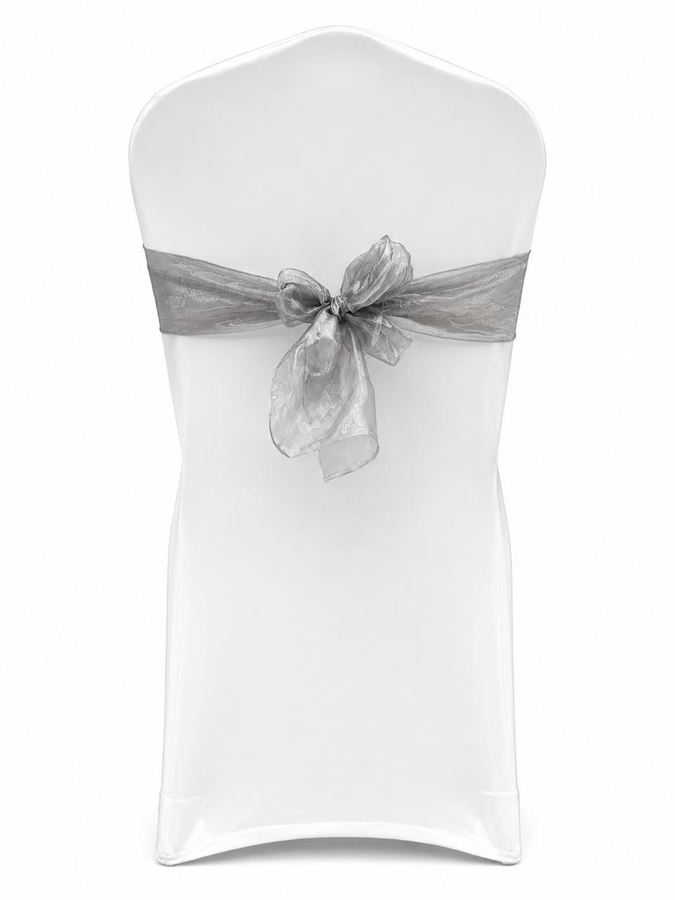 Silver/ charcoal organza chair tie