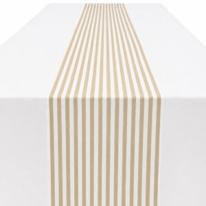 White and beige striped runner