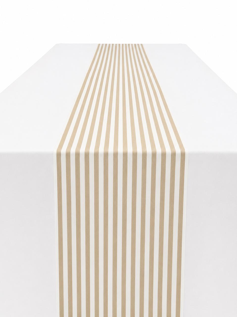 White and beige striped runner
