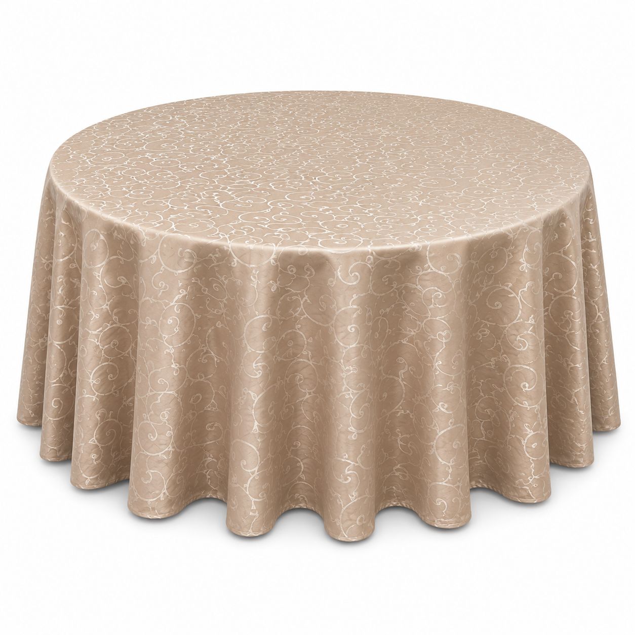 Gold embossed round tablecloth Full Length
